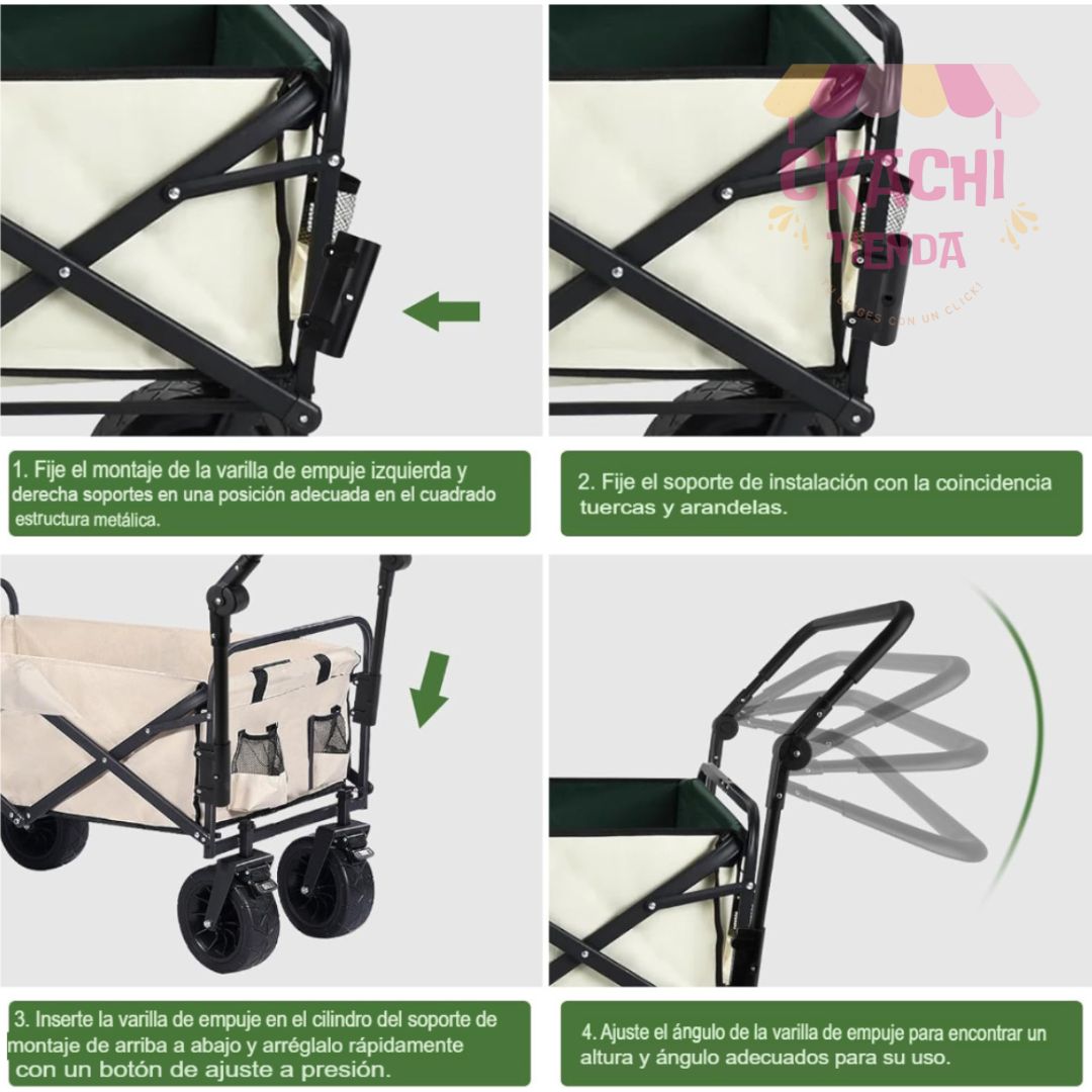 Carrito con Mango Plegable Ajustable 🛣️