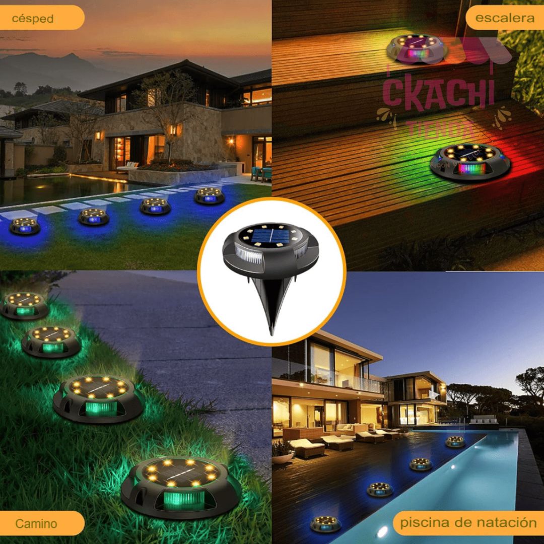 Kit 4 Estaca Solar Para Jardines RGB 🌞🪴🌻